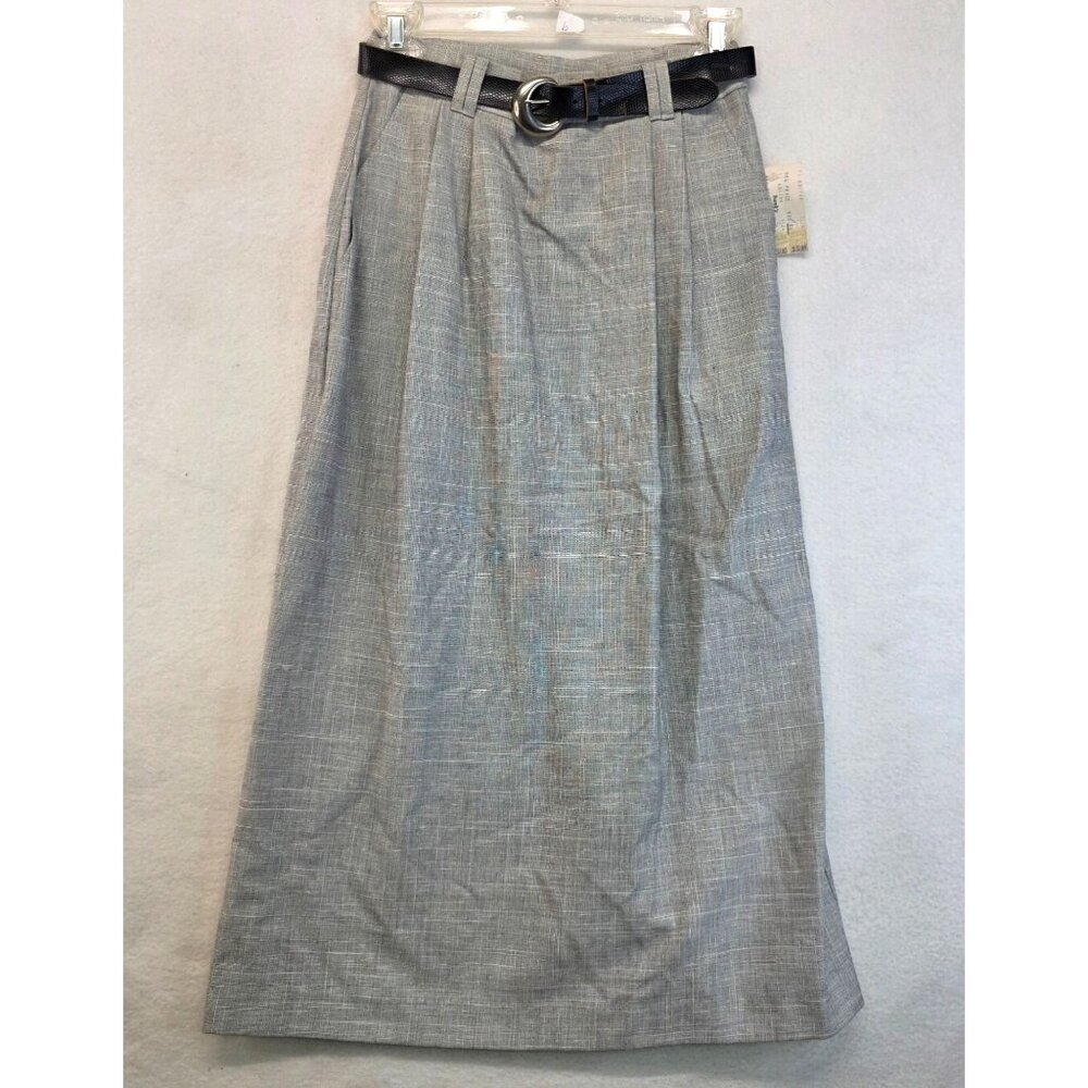 Vintage Lord Isaacs Meridian Midi Skirt 8 Black USA Old Money Career Deadstock